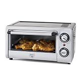 GreenLife Countertop Toaster Oven Air Fryer Stainless Steel, Healthy Ceramic Nonstick, PFAS Free, Tray & Basket, Bake, Broil, Reheat, Adjustable Temp & Time Control, Auto Shutoff, Black