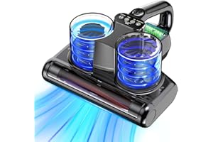 Mattress Vacuum Cleaner Cordless Bed Vacuum with 16Kpa Suction 253.7nm UV-C Light, Ultrasonic Technology, 30000 RPM Powerful 