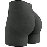 QOQ Womens Workout Biker Shorts Seamless High Waisted Tummy Control Slimming Athletic Gym Yoga Pants