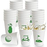 Hzbcxs 12Pcs Golf Cups, Sport Golf Themed Party Decorations, Let's Par-Tee Birthday Party Decor Sign, 16oz Cups for Golf Birthday Decor Supplies White & Green