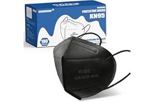 XSNDSENN 100 pcs KN95 Face Masks Black 5 Layer Cup Dust Safety Masks Filter Efficiency≥95%, Individually Wrapped mask, Against PM 2.5