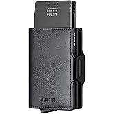 VULKIT Credit Card Holder RFID Blocking Leather Automatic Pop Up Wallet Magnetic Wallet Double Card Case for Men and Women
