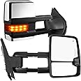 YITAMOTOR Towing Mirrors Compatible with Chevy GMC, Power Heated LED Arrow Signal Light Reverse Lights, Replacement for Silve