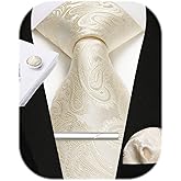 Enlision Ties for Men Paisley Plaid Necktie with Pocket Square Cufflinks Clip Set Formal Business Wedding Prom