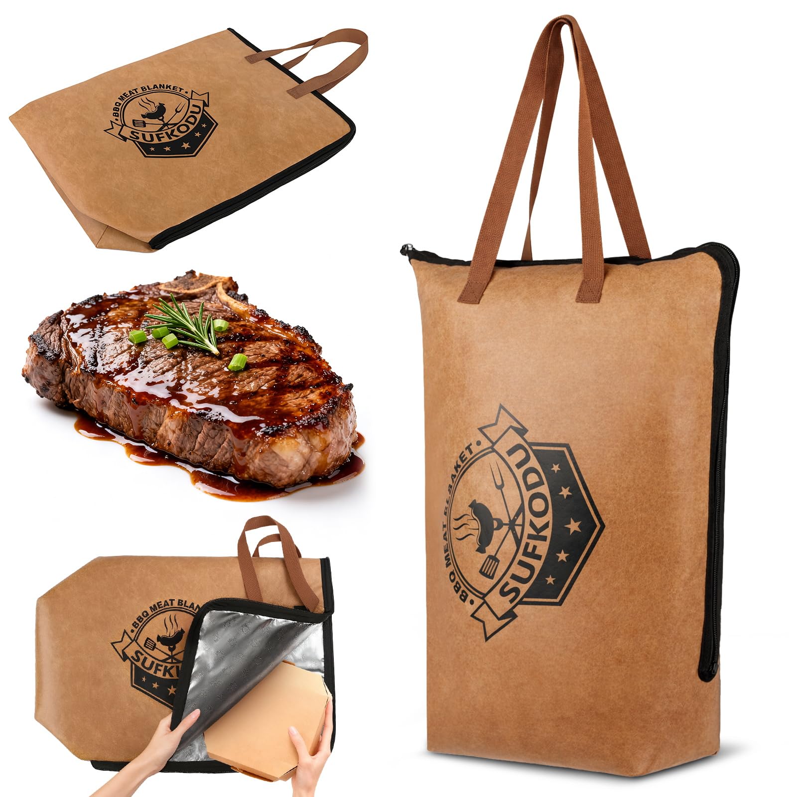 Photo 1 of Sufkodu 21in Insulated BBQ Blanket for Resting Meat, Heavy-Duty Meat Resting Bag with Wide Mouth for Briskets, Pork, Turkey, Moisture Retention - Smoker Accessories, BBQ Gifts for Men