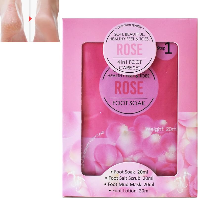GNAUMORE Foot Spa Gift Set Jelly Pedicure Pack Rose Foot Soak Salts for Dry Skin