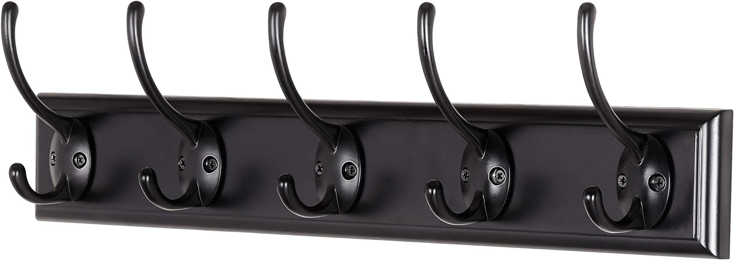 Wall Mounted Coat Rack (DIY) - Wood Board with 5 Double Metal Hooks - Heavy Duty Vintage Rustic Coat Hook Rail for Coat Hat Towels Robes Keys Entryway Mudroom, MU-YD-HBHG51, Black & Black