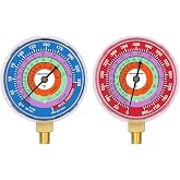 Measureman Refrigeration Pressure Gauge, 2-3/4" Dial, Blue Dial &amp; Red Dial, 1/8" NPT Lower Mount, 30inHg-0-250psi &amp; 0-800psi kit