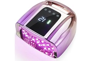 HOLYNOTES Professional Rechargeable UV LED 96W Portable UV Light for Nail Lamp Machine with Removable Stainless Steel Bottom,4 Timer Setting and Smart Sensor Nail Dryer (Purple&Pink)
