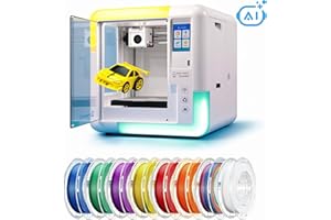 AOSEED AI-Powered X-Maker 3D Printer for Kids & Beginners, Fully Assembled Mini 3D Printer with Up to 400mm/s Speed, Auto Leveling, 15 Mini Apps, Quiet, Includes 8 PLA Filaments for Home & School Use
