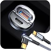 MRGLAS 125W Car Charger USB C Super Fast Charging, [PD65W & QC60W][Extra 3.3ft 60W USB C Cable][All Metal], Cigarette Lighter USB Charger for iPhone 17 16 Pro Max Air 15 Samsung S25 iPad