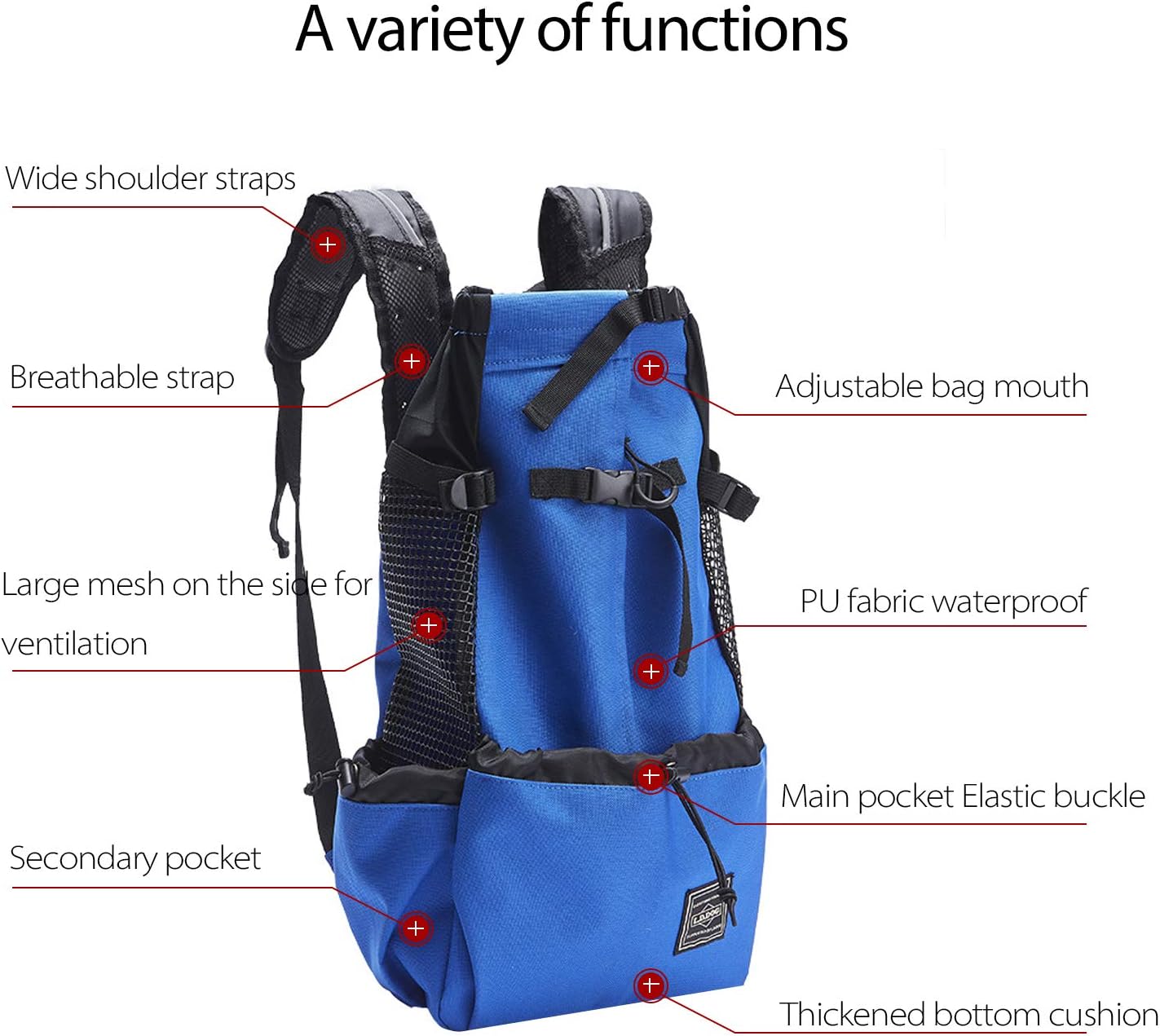 PETCUTEDog Cat Carrier Backpack dog travel bag backpack for Puppy cat Breathable pet carrier bag with Adjustable bag mouth waterproof backpack for pet Up to 16.5KG - Image 4