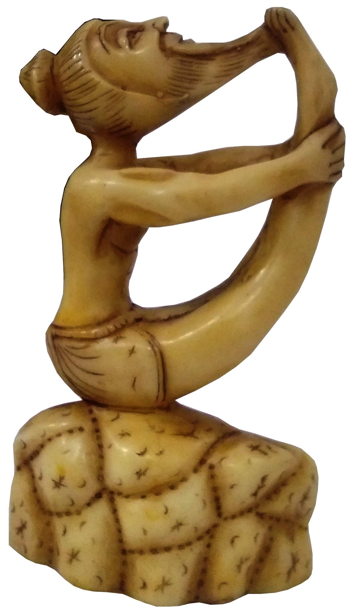 Purpledip Resin Statue Yoga Guru in Navasana Posture: Stone Finish Décor Gift (11787)