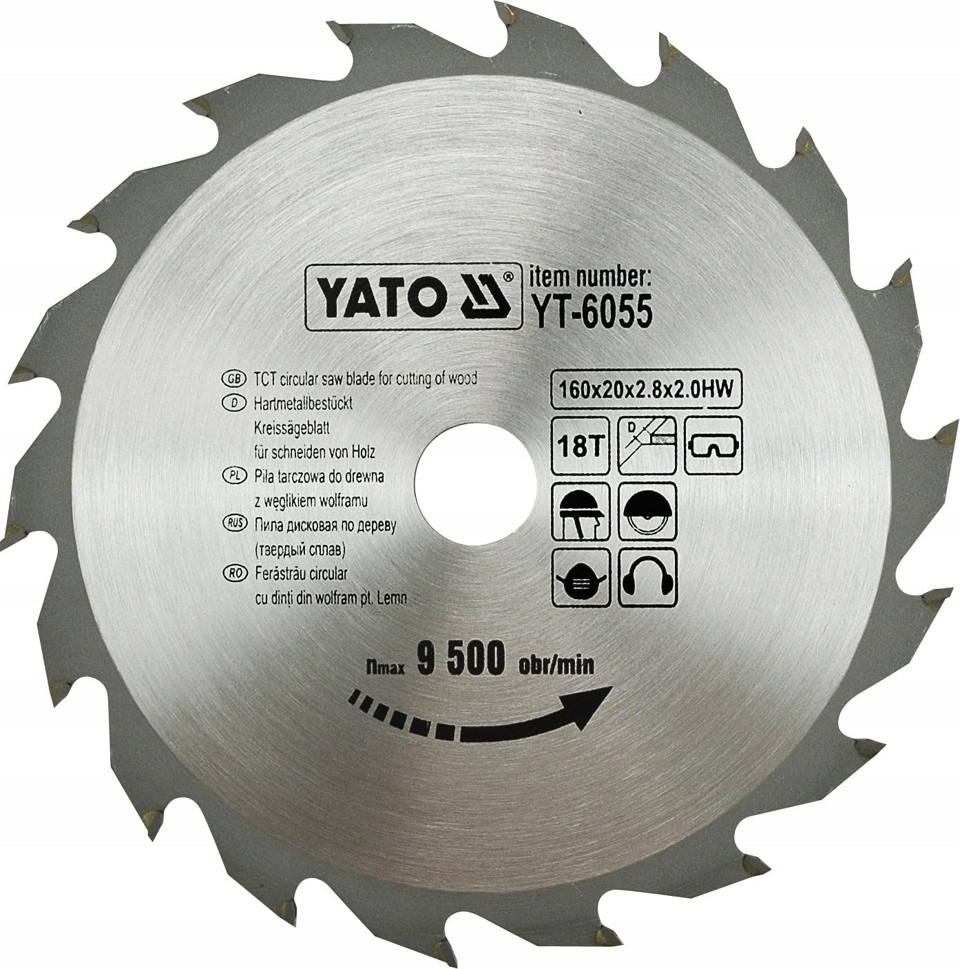 Yato yt-6055 – TCT Wood Blade 160 x 18 x 20 mm