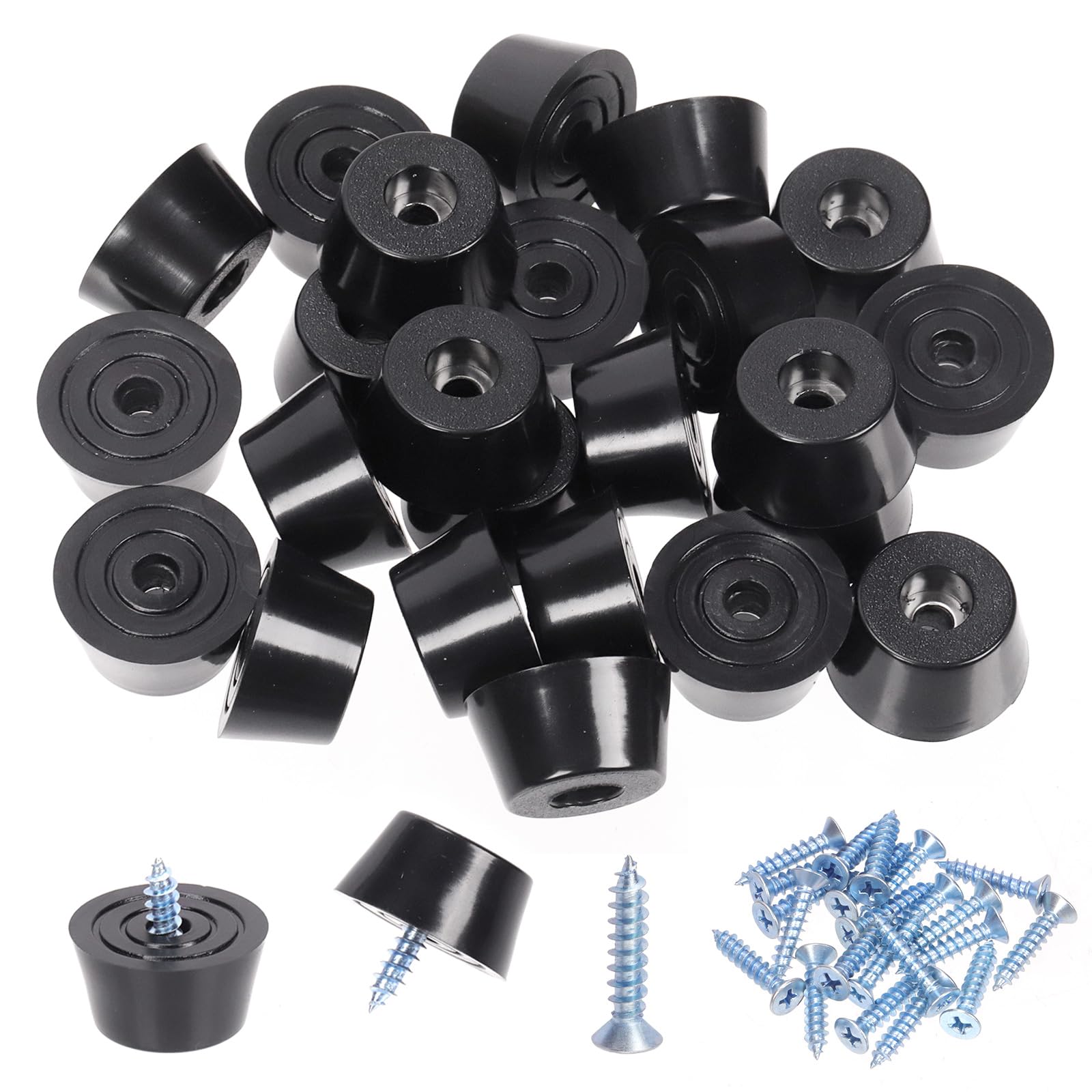 Tanstic 24Pcs Cutting Board Feet Non Slip Rubber Feet Black Rubber Feet Small Rubber Feet with Screws and Screwdriver for Appliances, Furniture