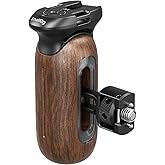 SmallRig Wooden Side Handle for Camera Cages with Two-in-One Locating Screw, Left or Right Side Ergonomic Handgrip, 29mm / 1.14in Vertical Adjustment, 15kg / 33.1lb Load Capacity
