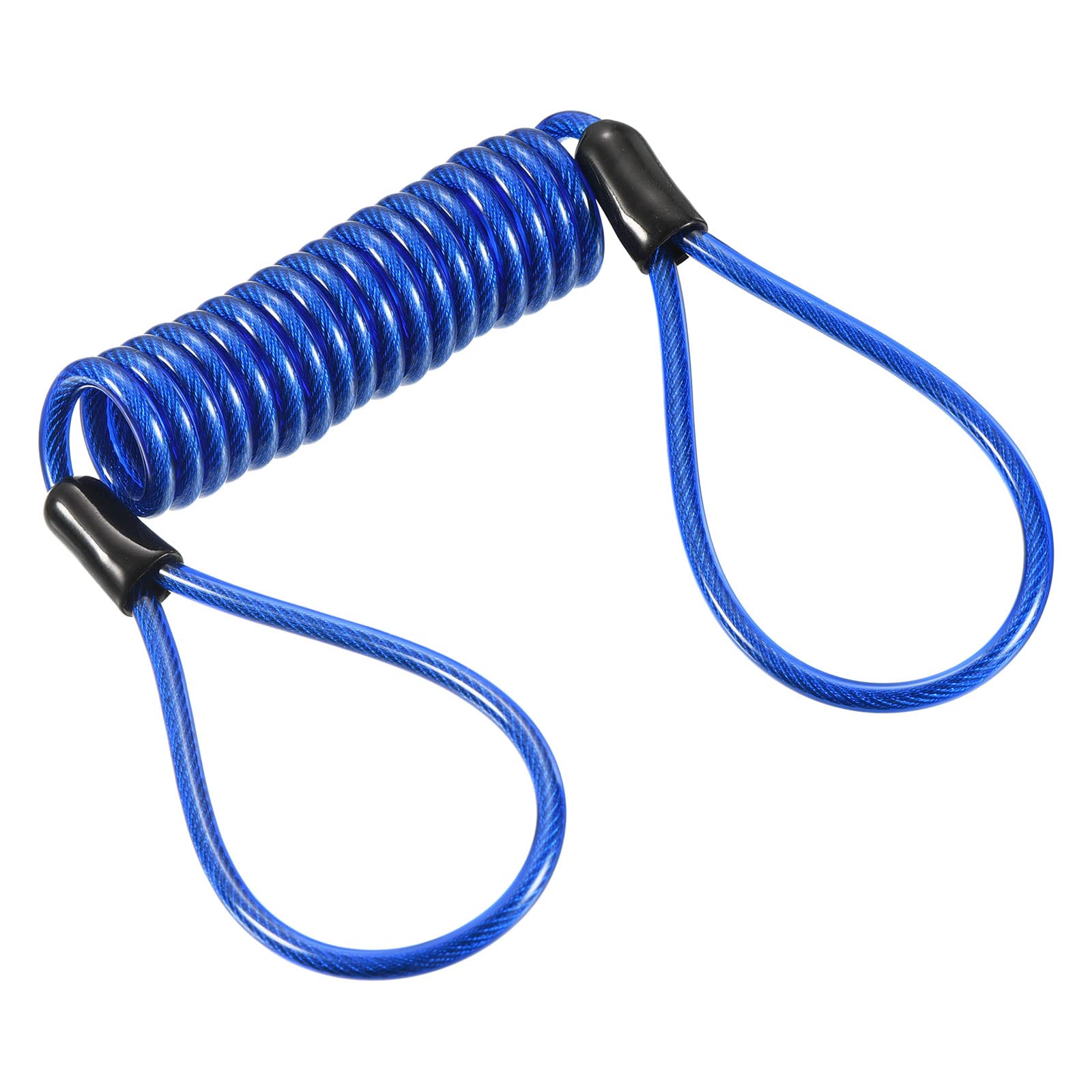 PATIKIL Security Steel Cable 3.5mm x 1.2m/3.94ft Coated Spring Luggage Lock Wire Rope with Double Loop Blue