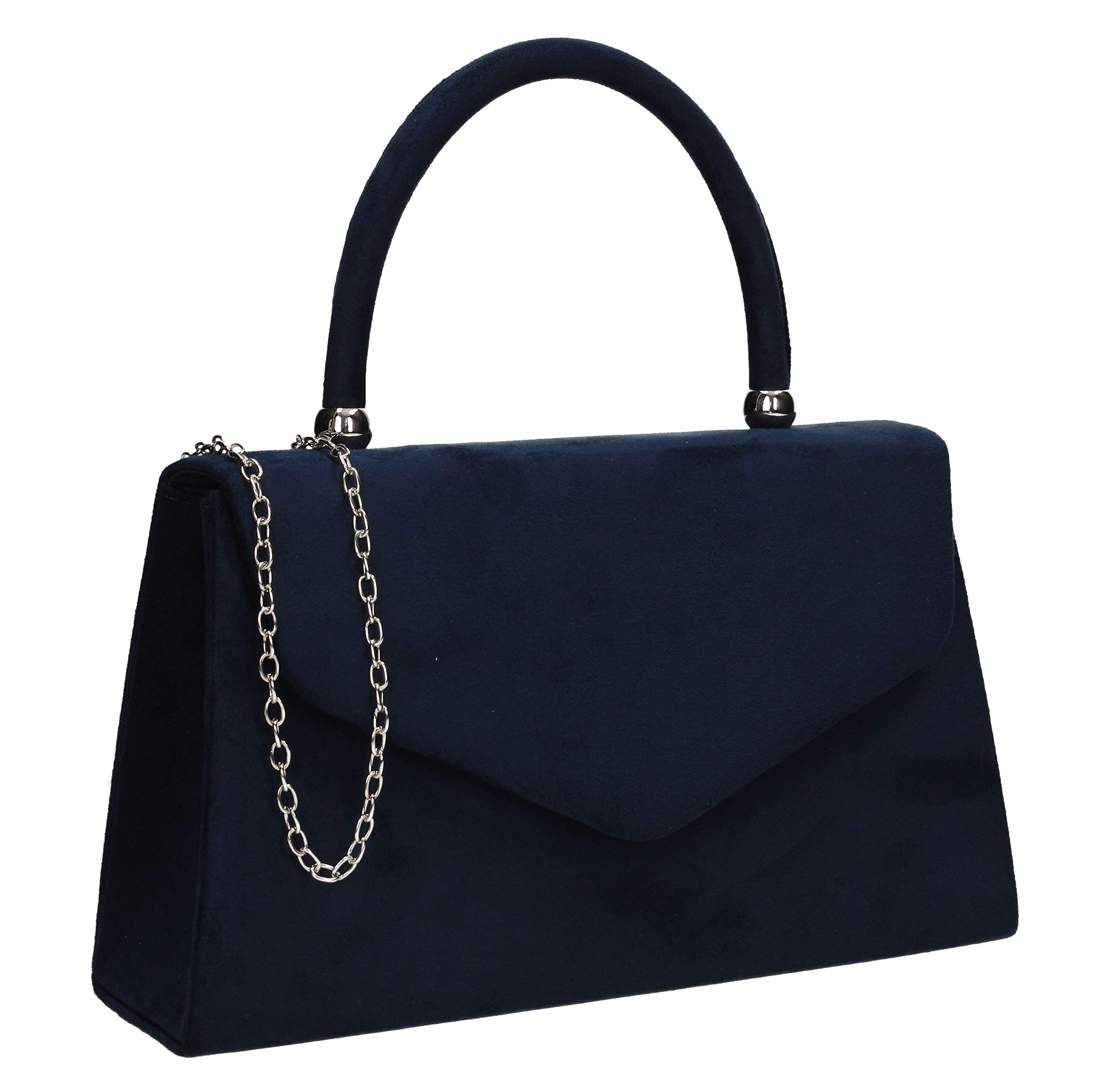 SwankySwans Kendall Faux Suede Envelope Womens Party Prom Wedding Clutch Bag Navy