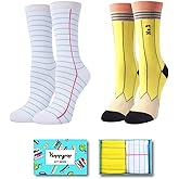 HAPPYPOP Crazy Silly Socks 2 Pack - Funny Book School Cucumber Reading Gifts for Adults