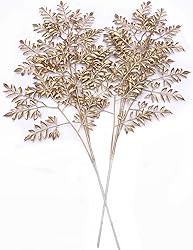 CATTREE Artificial Gold Leaves, Plastic Plants