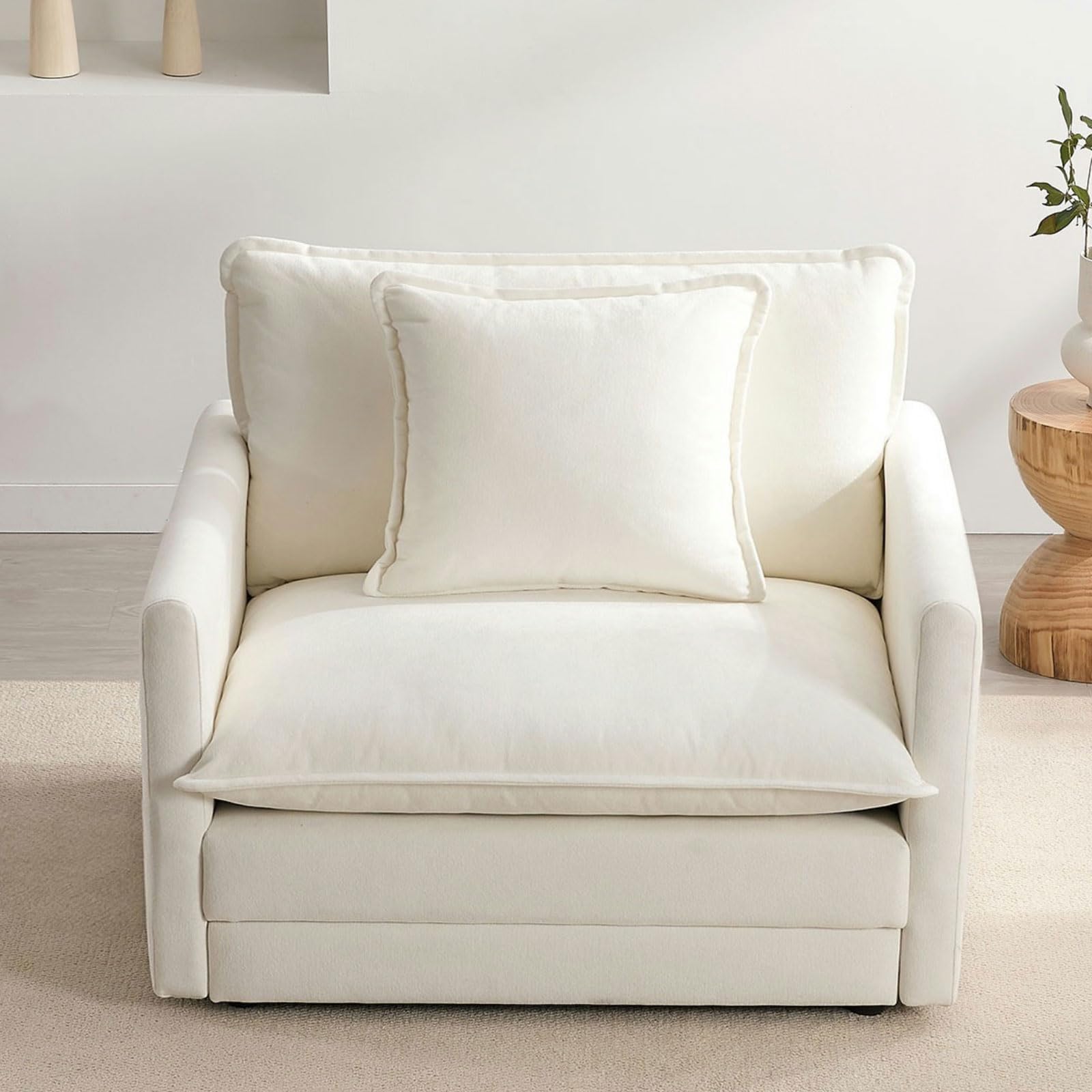Photo 1 of Mixcous Chenille Oversized Accent Chair - 39”W Big Comfy Reading Chair, Modular Cloud Chair, Cozy Armchair for Living Room, Bedroom, Kids Room, Family Room, Reading Nook, Cream White