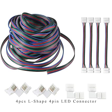 AREOUT RGB Verlängerungskabel 4 Polig (12M/39.3ft), Led Streifen Steckverbinder Kit für 3528 5050 RGB LED Streifenlicht