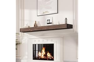 Weyderk 72 Inch Fireplace Mantel, Wall-Mounted Wood Mantel Shelf for Over Fireplace, Handcrafted Floating Mantel Shelf with Invisible Heavy Duty Bracket, 72 Inch, American Brown