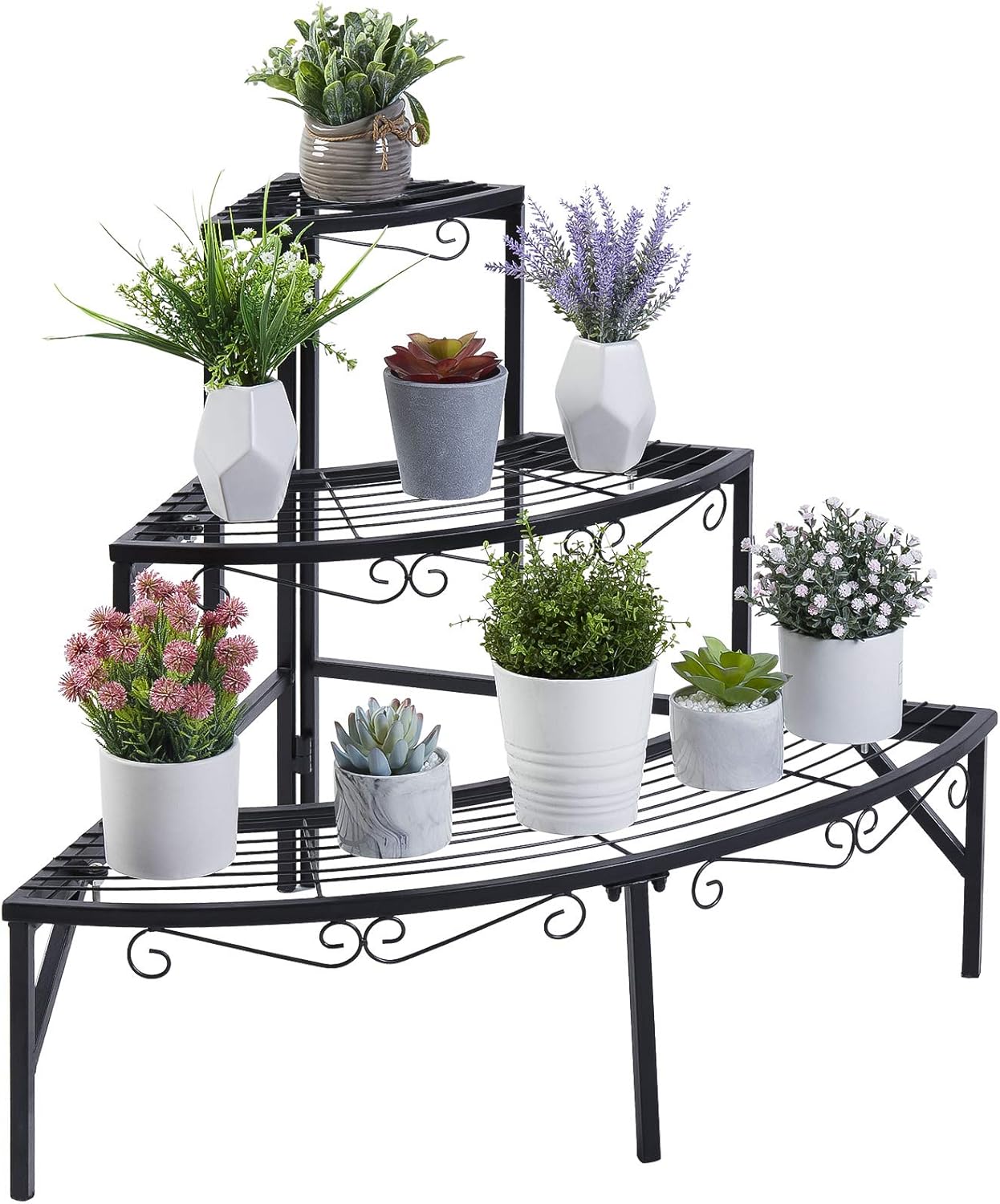 unho Quarter Round Plant Corner Shelf, 3 Tier