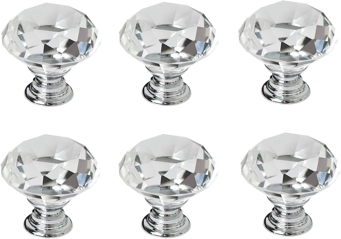NIAGUOJI 6 Stück Schubladenknöpfe, Kommode Möbelknöpfe Kristall 30mm