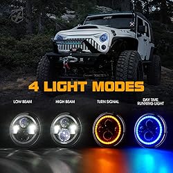 Xprite 7" inch 90W LED Headlights with Blue Halo