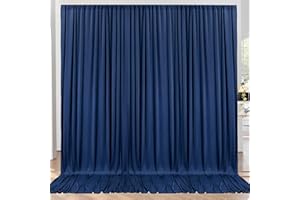 NSSONBEN 10ft x 10ft Wrinkle Free Navy Blue Backdrop Curtains Panels, 2 Panels 5x10ft Silky Polyester Photo Backdrop Drapes for Birthday Wedding Party Graduation Photography Background