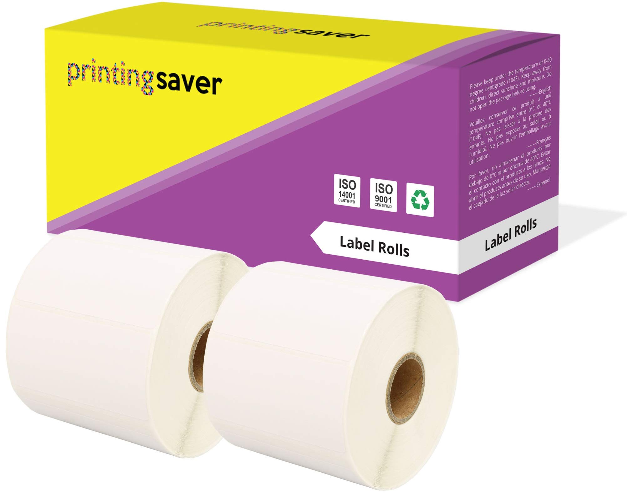 Printing Saver 72 x 36 mm 2 Compatible Direct Thermal Labels Rolls (1000 Labels per Roll) for Zebra Toshiba Citizen Sato Honeywell Intermec Datamax CAB Eltron Godex Orion UPS Wasp Label Printers