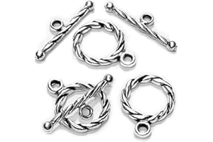 HEATHER'S CF Silver Clasp Toggle Swirl Clasps Toggle Findings for Necklace Making kit 100 Set