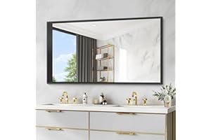 DESBING 48 x 30 Inch Black Bathroom Vanity Mirror, Matte Black Wall Mirror with Metal Frame, Decorative Rectangular Vanity Mirror for Bedroom Bathroom Living Room Entryway (Horizontal/Vertical)