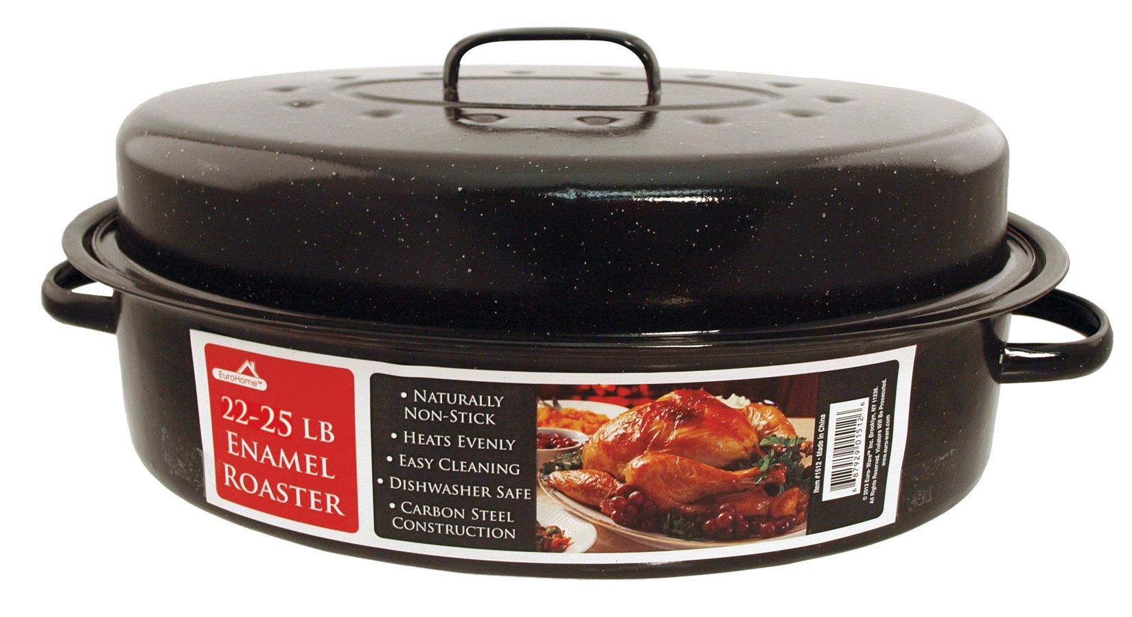 EuroWare Oval Carbon Steel NonStick Enamel Roaster with Cover, X