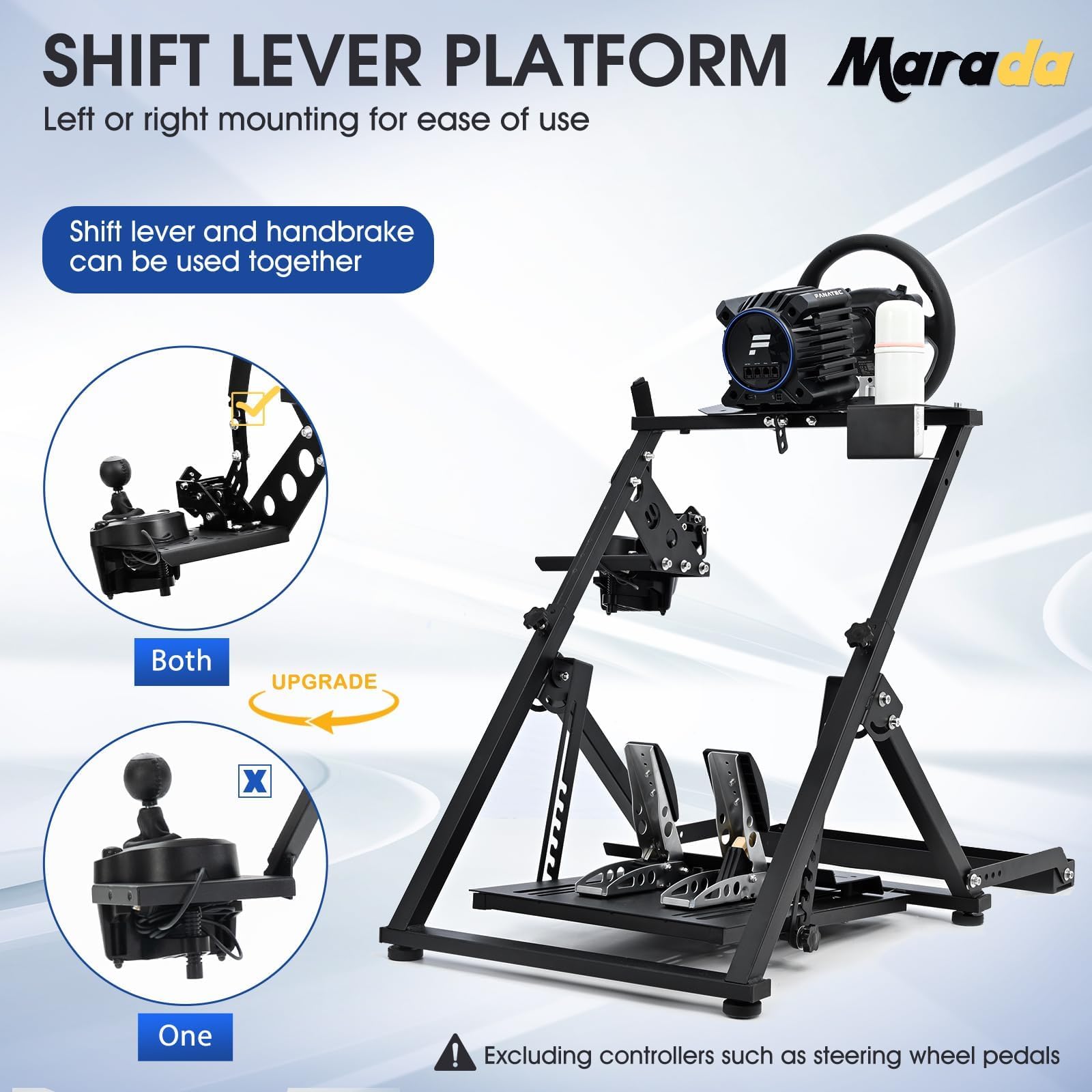 Marada X Frame Steering Wheel Stand Racing Sim Cockpit with Seat Slot Fit for Logitech/Thrustmaster/Fanatec G25 G27 G29 G920 T300 T248, No Pedal & Shifter
