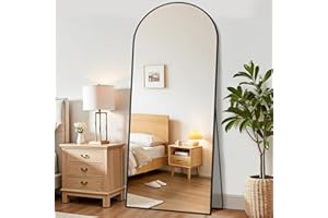 Suidia Arched Full Length Mirror, 59"x19" Floor Mirror Freestanding, Floor Standing Full Body Mirror with Stand for Bedroom, Hanging Mounted for Living Room Cloakroom, Black
