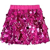 Miipat Girls Sequin Skirt Sparkly Toddler Kids Mini Glitter Skirt Elastic Waist Party Pencil Skirt