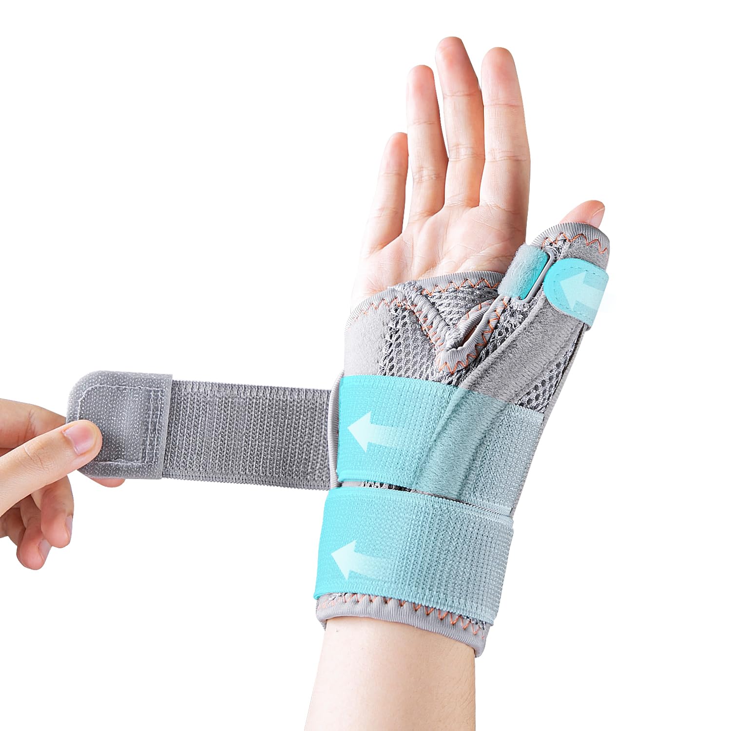 CURECARE New Upgraded Thumb Spica Splint, Comfortable CMC Thumb Splint for Right & Left Hand, Universal Size Thumb Support for Arthritis, Tenosynovitis, CMC Joint Repetitive Injuries (Grey)