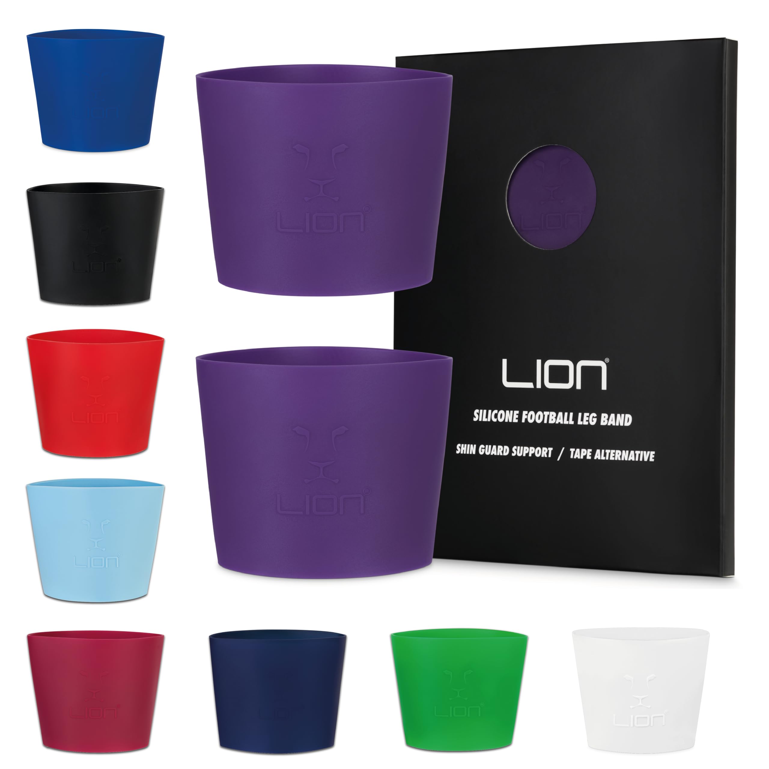 Silicone Football Leg Bands For Adults & Kids - The Tape Alternative To Hold Shin Pads In Place To Match Your Kit (Purple)