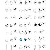 Jstyle 21 Pairs Hypoallergenic Flat Back Stud Earrings for Women Men Surgical Stainless Steel Earrings for Sensitive Ears Cartilage Earring Small Studs Earrings Set Stacks Screw Back Earrings Piercing