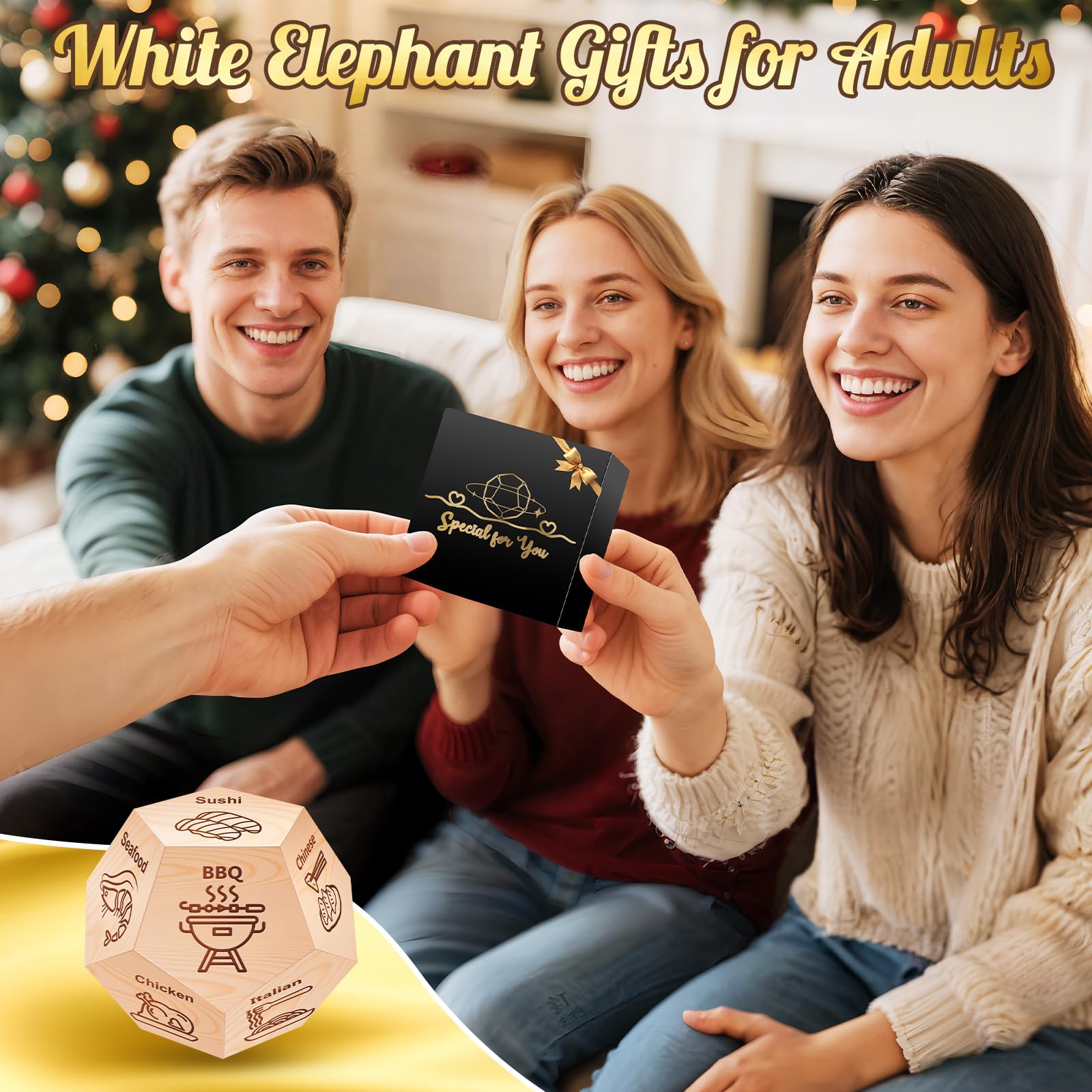 Stocking Stuffers for Men Women, Christmas White Elephant Gifts for Adults Exchange, Winzwon Date Night Food Decision Dice, Anniversary Birthday Couples Valentines Day Gifts for Him Her Boyfriend