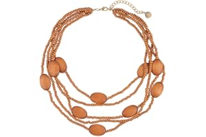 Coiris Multi Color 5 Layers Wood Beads Strand Statement Necklace for Women Chunky Collar (N0019)