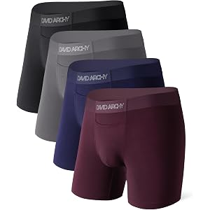 DAVID ARCHY Men's Modal Boxer Briefs, Horizontal Fly, Smooth Waist, 4 Pack | Easy access fly, flat low-bulk waistband, roomy