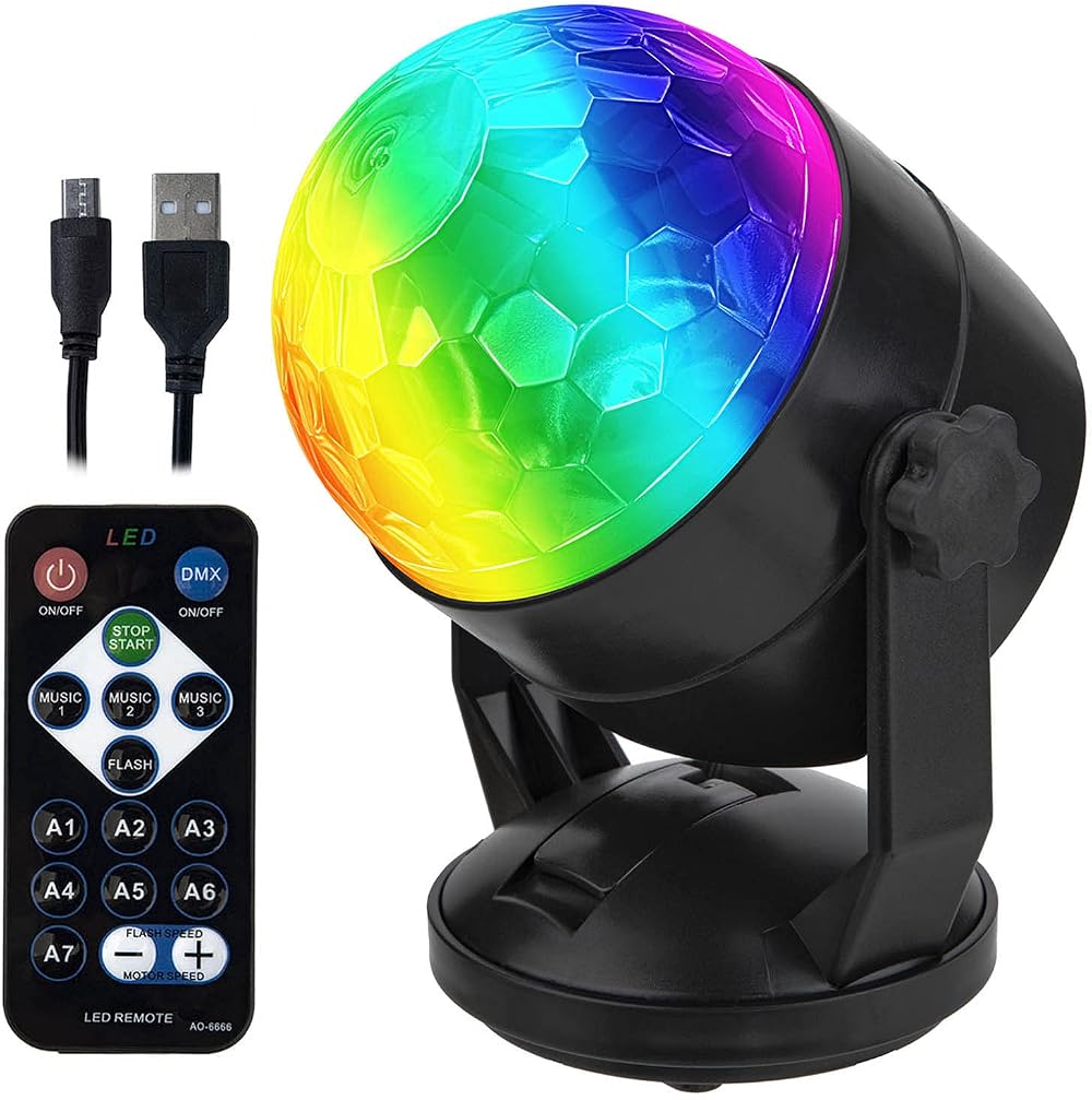 CATPOWER Remote Battery Powered Portable Sound Activated Party Lights RGB Disco
