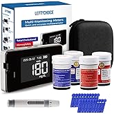 LEFTYCHOICE LCLBM-01 2 in 1 Total Cholesterol and Hemoglobin Levels Testing Kit Meter Quick Results Monitor At Home Blood Test for Anemia with 50 Hemoglobin and 20 Total Cholesterol Test Strips Lancets