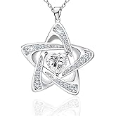 Sterling Silver Star Necklace for Women - Adjustable Star-Shaped Pendant Necklace Hypoallergenic Lightweight Cubic Zirconia Necklaces Jewelry Gifts for Daughter Granddaughter Teens