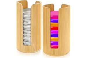2 Pack Mason Jar Lid Organizer, Mason Jar Lid Storage Made of Bamboo, Vertical Storage Holders for Mason Lids/Canning Lids/Ba