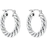 Sterling Silver Croissant Hoop Earrings, Chunky Twisted Hoop Earrings - Gift For Women Who Has Everything
