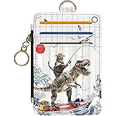 DATOUCAT Slim Wallet Credit Card Holder, Cat Fishing, RFID Wallet Women Cute Small Front Pocket Wallet With Zipper, PU Leather Thin travel RFID Blocking Card Case ID Window,Ladies Gifts